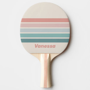 Vintage Soft Sea Shell Across Striping with Name Ping Pong Paddle