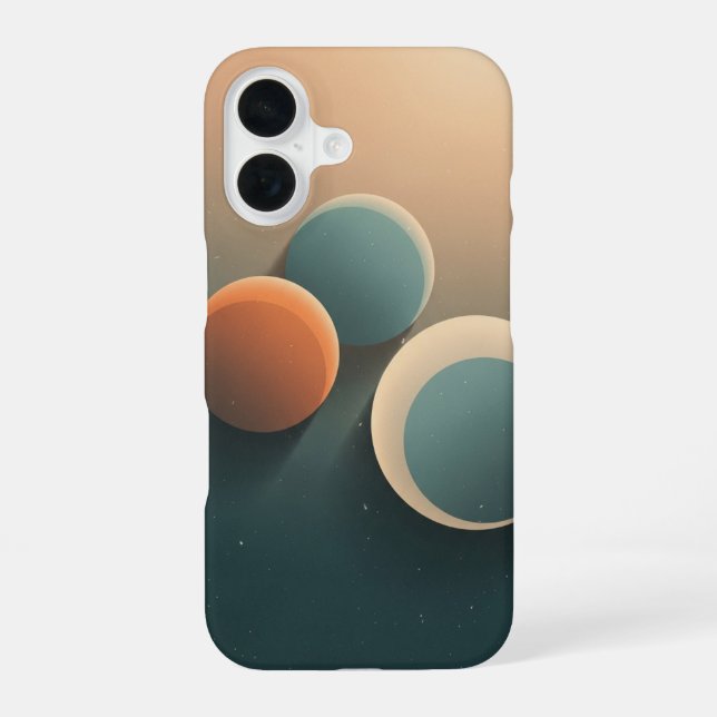 Vintage Soft-Shaded Planets iPhone 16 Case (Back)