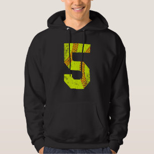 Vintage Softball 5 Jersey Number Hoodie