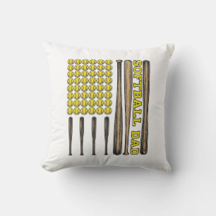 Vintage Softball Dad Bat And Ball Vector Shirt Des Cushion