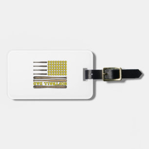 Vintage Softball Dad Bat And Ball Vector Shirt Des Luggage Tag
