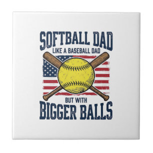 Vintage Softball Dad Bigger Balls Shirt Design_1 Ceramic Tile