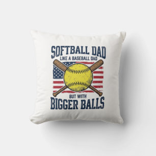 Vintage Softball Dad Bigger Balls Shirt Design_1 Cushion