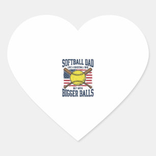 Vintage Softball Dad Bigger Balls Shirt Design_1 Heart Sticker