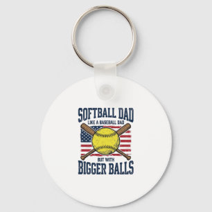 Vintage Softball Dad Bigger Balls Shirt Design_1 Key Ring
