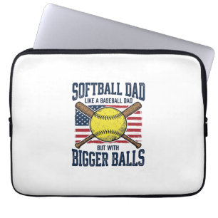 Vintage Softball Dad Bigger Balls Shirt Design_1 Laptop Sleeve
