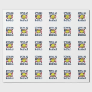 Vintage Softball Dad Bigger Balls Shirt Design_1 Wrapping Paper