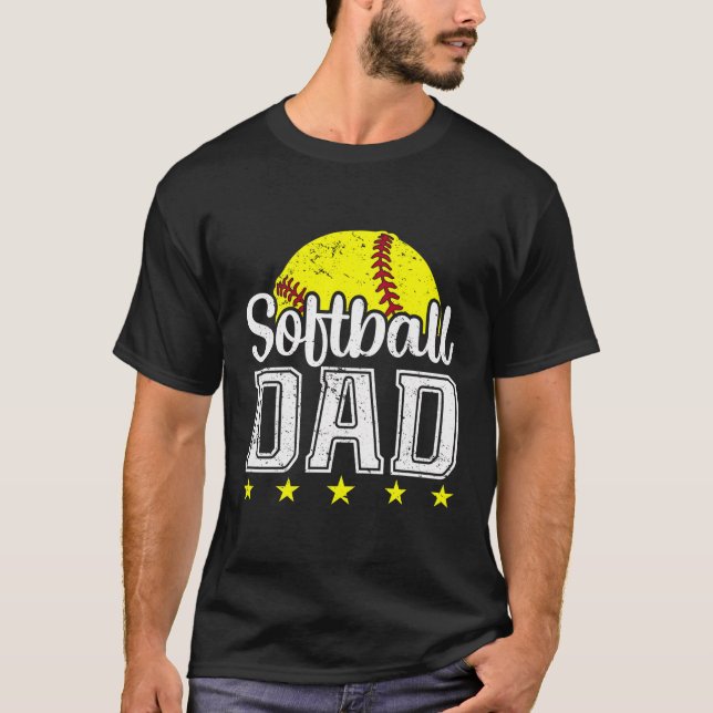 Vintage Softball Dad Funny Father'S Day T-Shirt (Front)