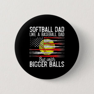 Vintage Softball Dad Like A Baseball Dad Us Flag F 6 Cm Round Badge
