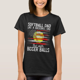 Vintage Softball Dad Like A Baseball Dad Us Flag F T-Shirt