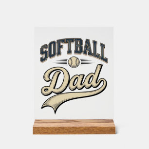 Vintage Softball Dad Sports Father Shirt Design (2 Acrylic Sign