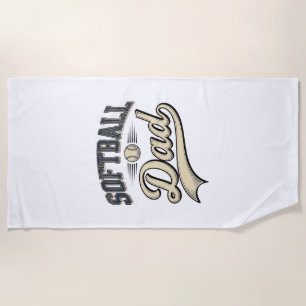 Vintage Softball Dad Sports Father Shirt Design (2 Beach Towel