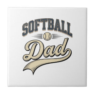 Vintage Softball Dad Sports Father Shirt Design (2 Ceramic Tile