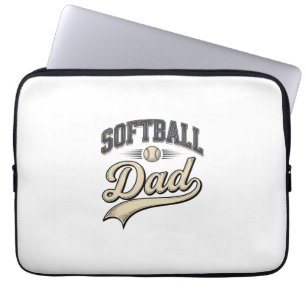 Vintage Softball Dad Sports Father Shirt Design (2 Laptop Sleeve