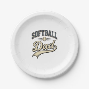Vintage Softball Dad Sports Father Shirt Design (2 Paper Plate