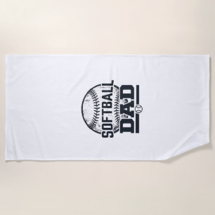 Vintage Softball Dad Vector T-Shirt Design_1 Beach Towel
