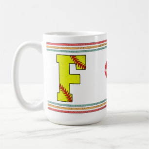 Vintage Softball Letter F Retro Birthday Athlete Coffee Mug