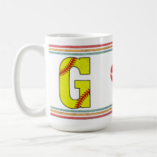Vintage Softball Letter G Retro Birthday Athlete Coffee Mug