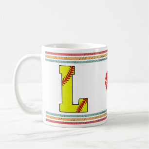Vintage Softball Letter L Retro Birthday Athlete Coffee Mug