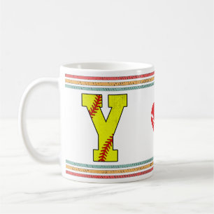 Vintage Softball Letter Y Retro Birthday Athlete Coffee Mug