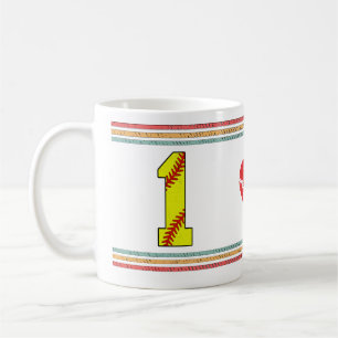 Vintage Softball Number 1 Retro Birthday Athlete Coffee Mug
