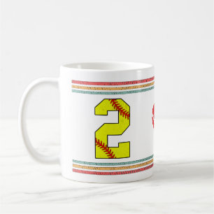 Vintage Softball Number 2 Retro Birthday Athlete Coffee Mug