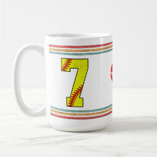 Vintage Softball Number 7 Retro Birthday Athlete Coffee Mug