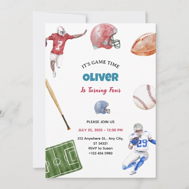 Vintage Softball Sport Birthday Party Invitation (Front)