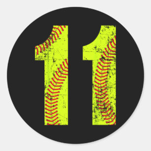 Vintage Softll 11 Jersey Number  Classic Round Sticker