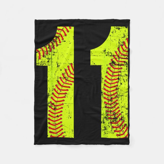 Vintage Softll 11 Jersey Number  Fleece Blanket (Front)