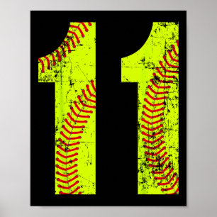 Vintage Softll 11 Jersey Number Poster
