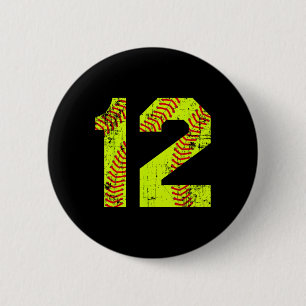 Vintage Softll 12 Jersey Number  6 Cm Round Badge