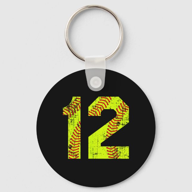 Vintage Softll 12 Jersey Number  Key Ring (Front)