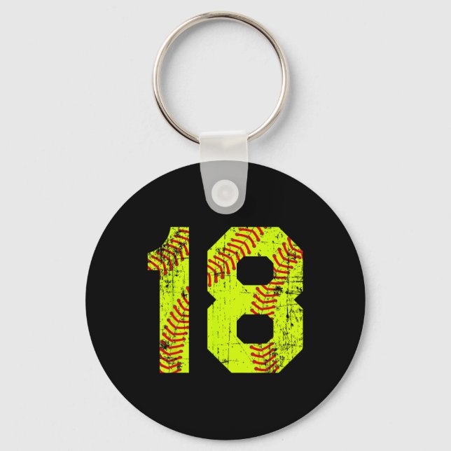 Vintage Softll 18 Jersey Number  Key Ring (Front)