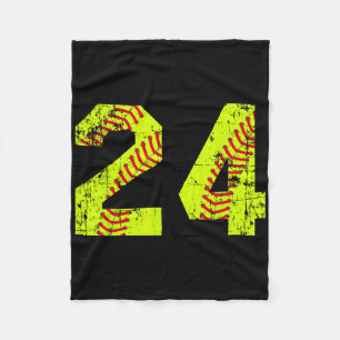 Vintage Softll 24 Jersey Number Fleece Blanket