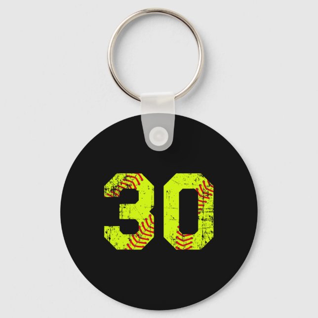 Vintage Softll 30 Jersey Number  Key Ring (Front)