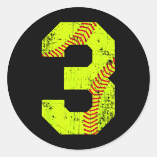 Vintage Softll 3 Jersey Number  Classic Round Sticker