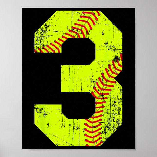 Vintage Softll 3 Jersey Number  Poster (Front)