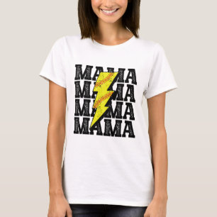 Vintage Softll Mama Distressed Lightning Bolt Mum T-Shirt