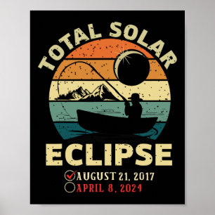 Vintage Solar Eclipse 2024 Totality Fishing April Poster