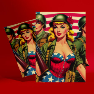 Vintage Soldier Military Pin-up Postcard