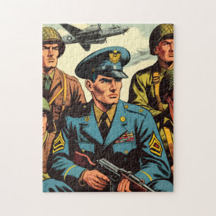 Vintage Soldiers Military Comics Jigsaw Puzzle