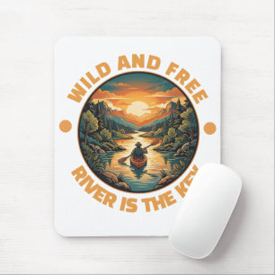 Vintage Solo Kayaking Adventure Wild and Free Mouse Pad