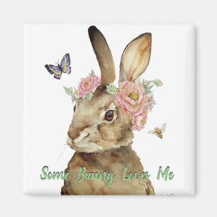 vintage some bunny loves me retro rabbit  magnet