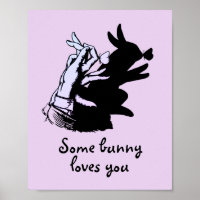 Vintage Some Bunny Pastel Purple Black Butterfly
