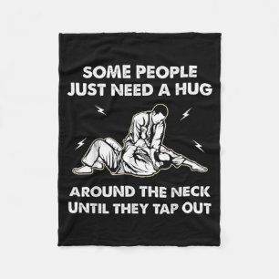vintage Some People Need A Hug Brazilian Jiu Jitsu Fleece Blanket