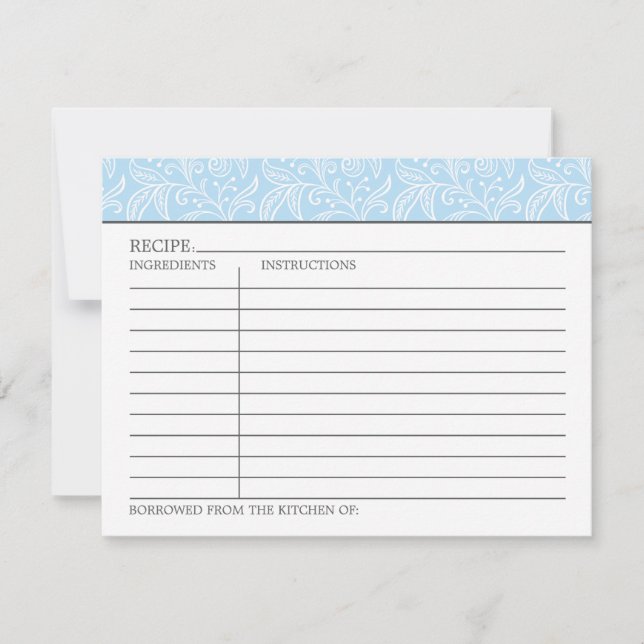 Vintage Something Blue Bridal Shower Recipe (Front)