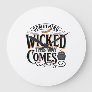 Vintage Something Wicked Halloween Shirt Design_1 Large Clock