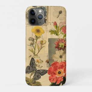 Vintage Songbird Floral Newspaper Collage iPhone 11 Pro Case