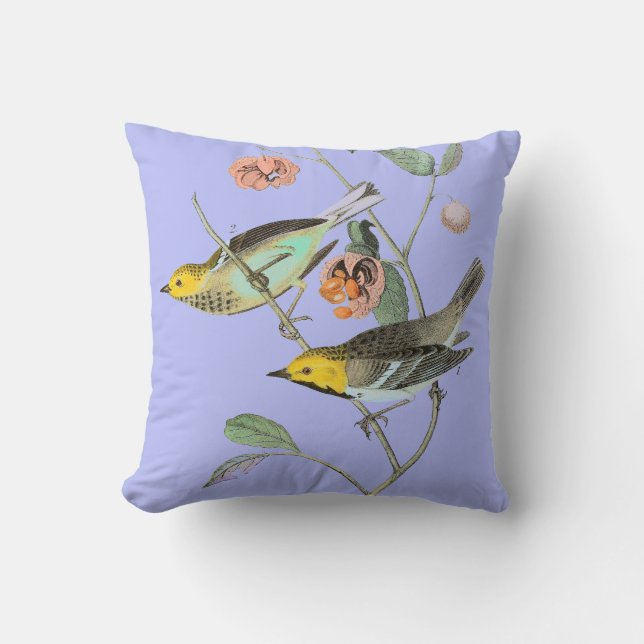Vintage Songbird Lavender Blue Cushion (Front)